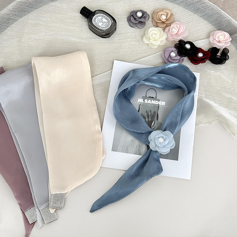 Bufandas de seda nueva bufandas de cuello doble temperamento puro coreano bufandas de encaje largo bufandas al por mayor