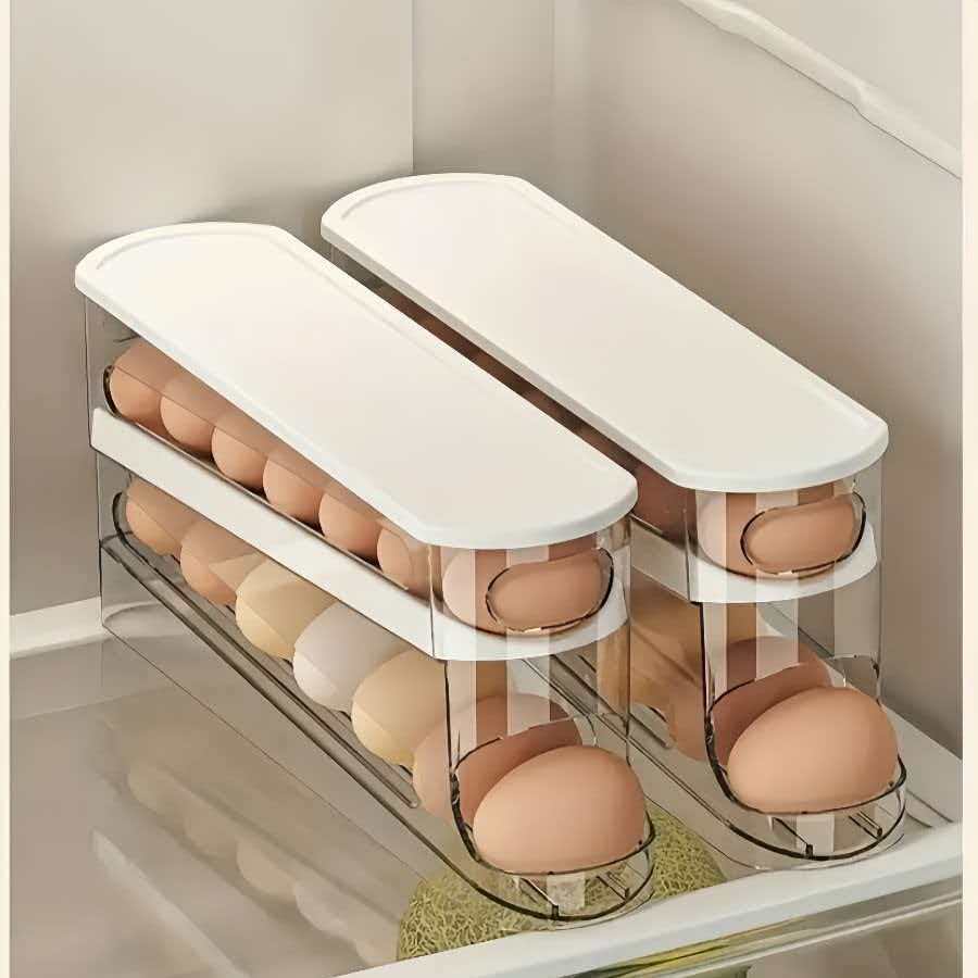 Organizador Rodante de Huevos para Refrigerador de Plástico PP5 de Grado Alimenticio para Cocina