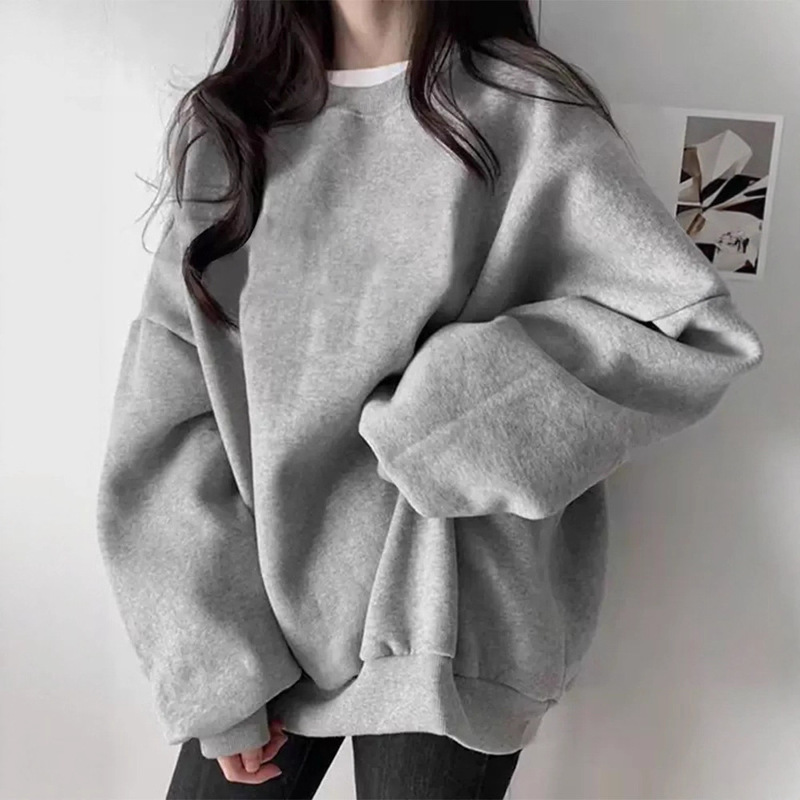 灰色女士卫衣2025新款爆款秋冬季时尚韩系慵懒风外套oversize|undefined