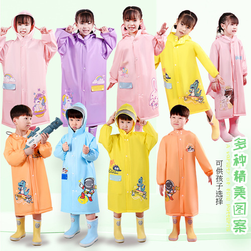 Children's raincoat baby kindergarten primary school student cartoon poncho with school bag boys and girls raincoat and rain gear wholesale