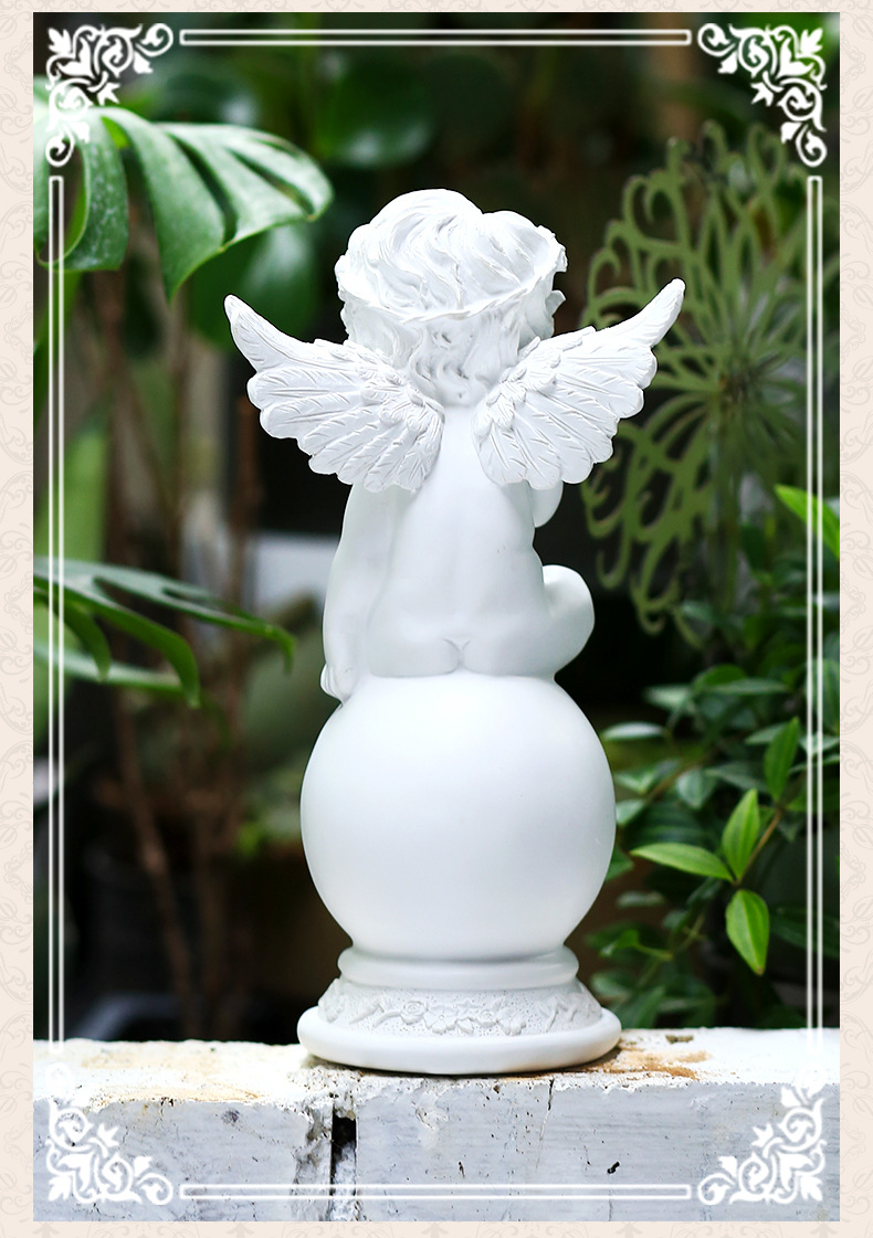 New Pure White Sitting Top Little Angel Diy Religious Decoration Birthday Gift Resin Crafts display picture 3