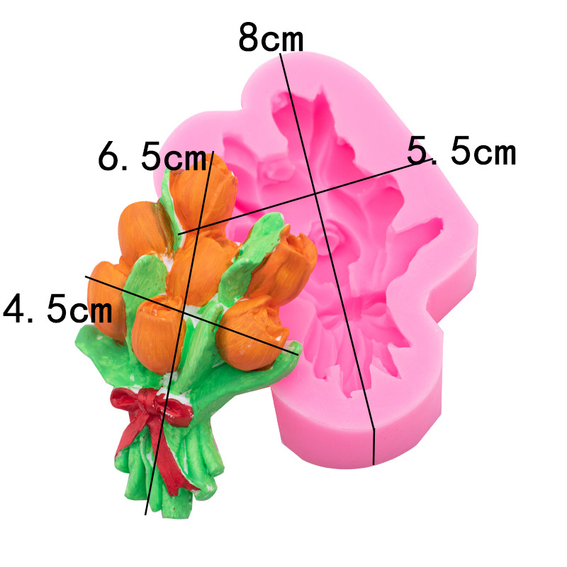Multi-estilo tulipán ramo silicona DIY molde coche aromaterapia yeso epoxi molde pastel postre Decoración Accesorios