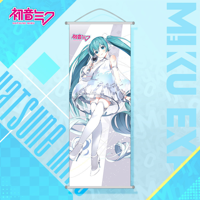 初音新作掛け画初音ミク二次元桃皮絨毛巻き軸布画壁画アニメ周辺25/70|undefined