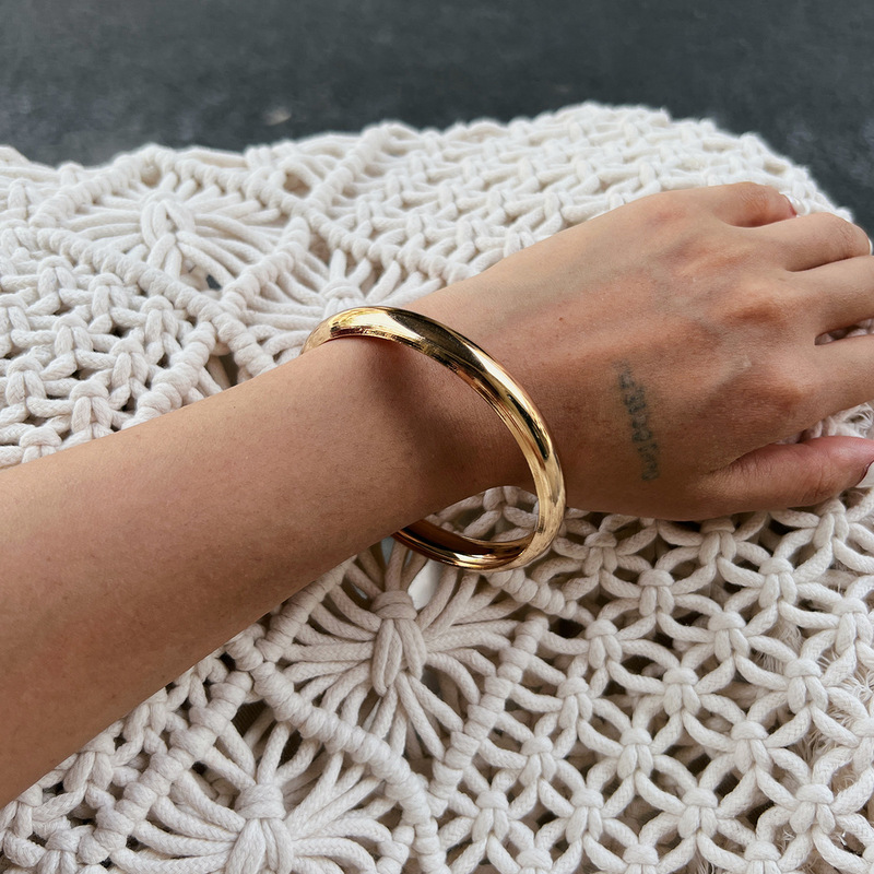 欧美跨境 光面质感几何圆环素圈手镯 小众金属bracelet叠戴手饰品|undefined