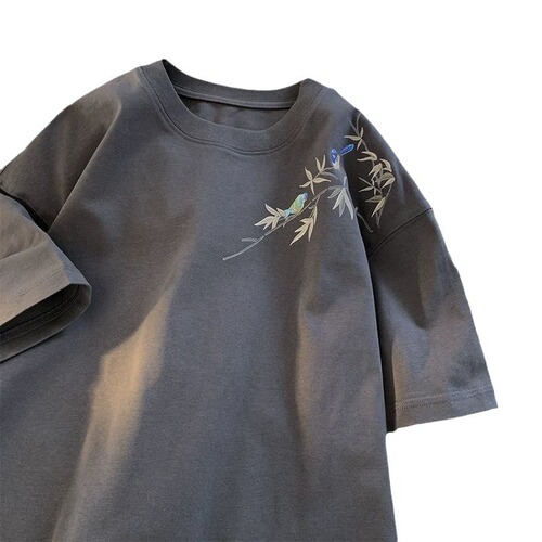 New Chinese-style heavy short-sleeved t-shirt men's summer fashion brand new pure cotton clothes, national style loose half-sleeve t-shirt