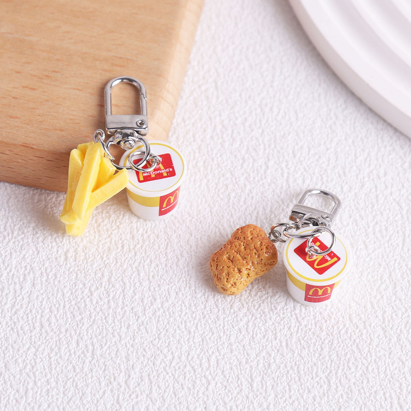 Simulated Miniature Chicken Nuggets and Fries Keychain AirPods Protective Case Earphone Shell Pendant DIY Phone Case Chain Simulated Miniature Chicken Nuggets and Fries Keychain AirPods Protective Case Earphone Shell Pendant DIY Phone Case Chain