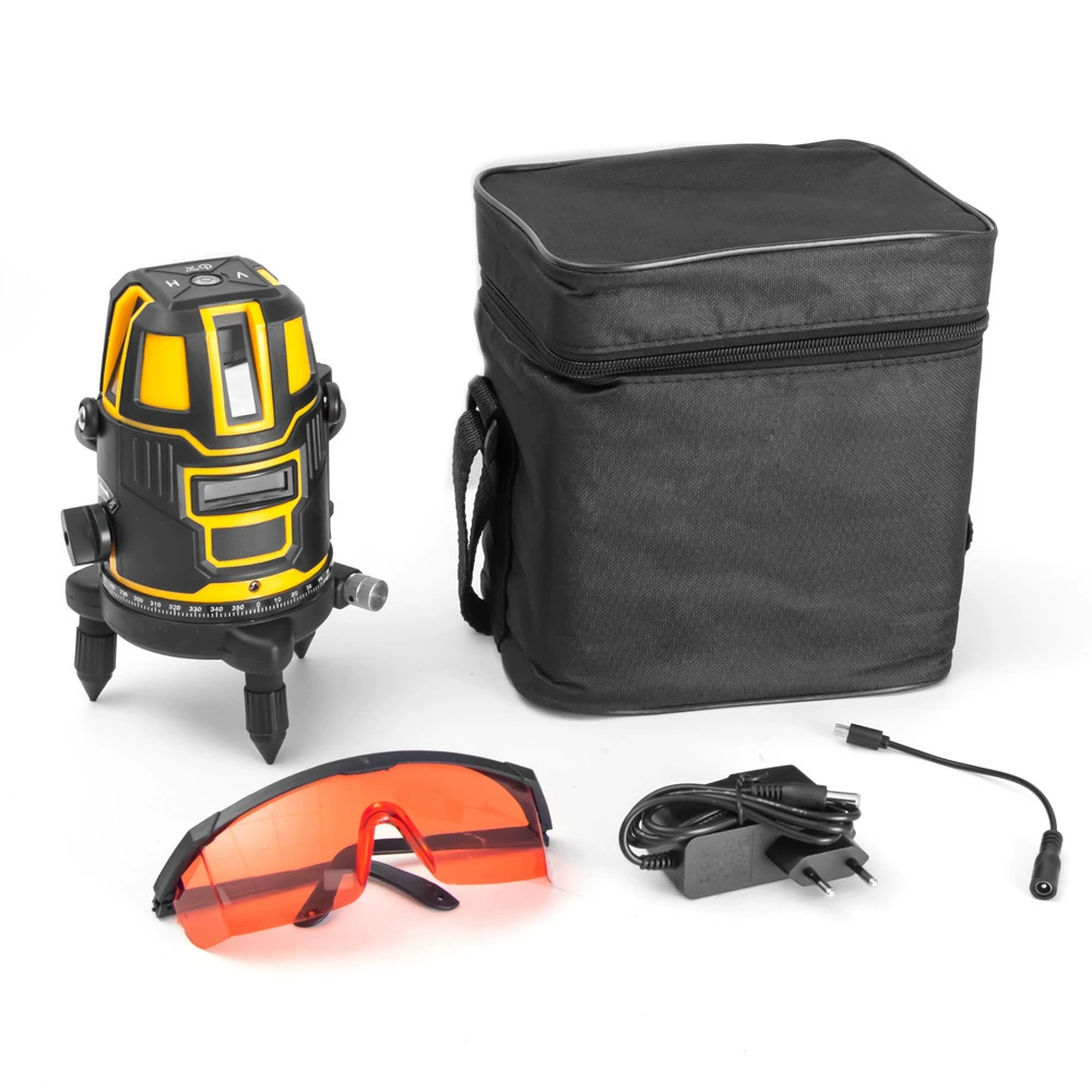 Laser Level (Hilda) 5-line Self-leveling, Red/Green/Yellow Laser, Separate Battery Option