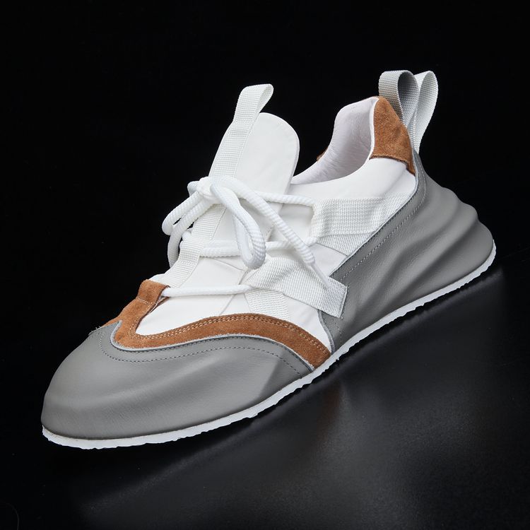 2025 Thick-Soled Dad Shoes for Men, Trendy Genuine Leather Sports Casual Shoes, Korean Style Color-Blocking Height-Increasing Sneakers, Versatile Casual Shoes