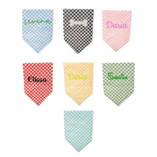 Embroidered Double-Layer Double-Sided Pet Triangle Scarf Pastoral Print Pet Bib Cat and Dog Plaid Versatile Pet Saliva Towel