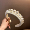 Retro headband from pearl, fashionable hair accessory for face washing, South Korea, internet celebrity