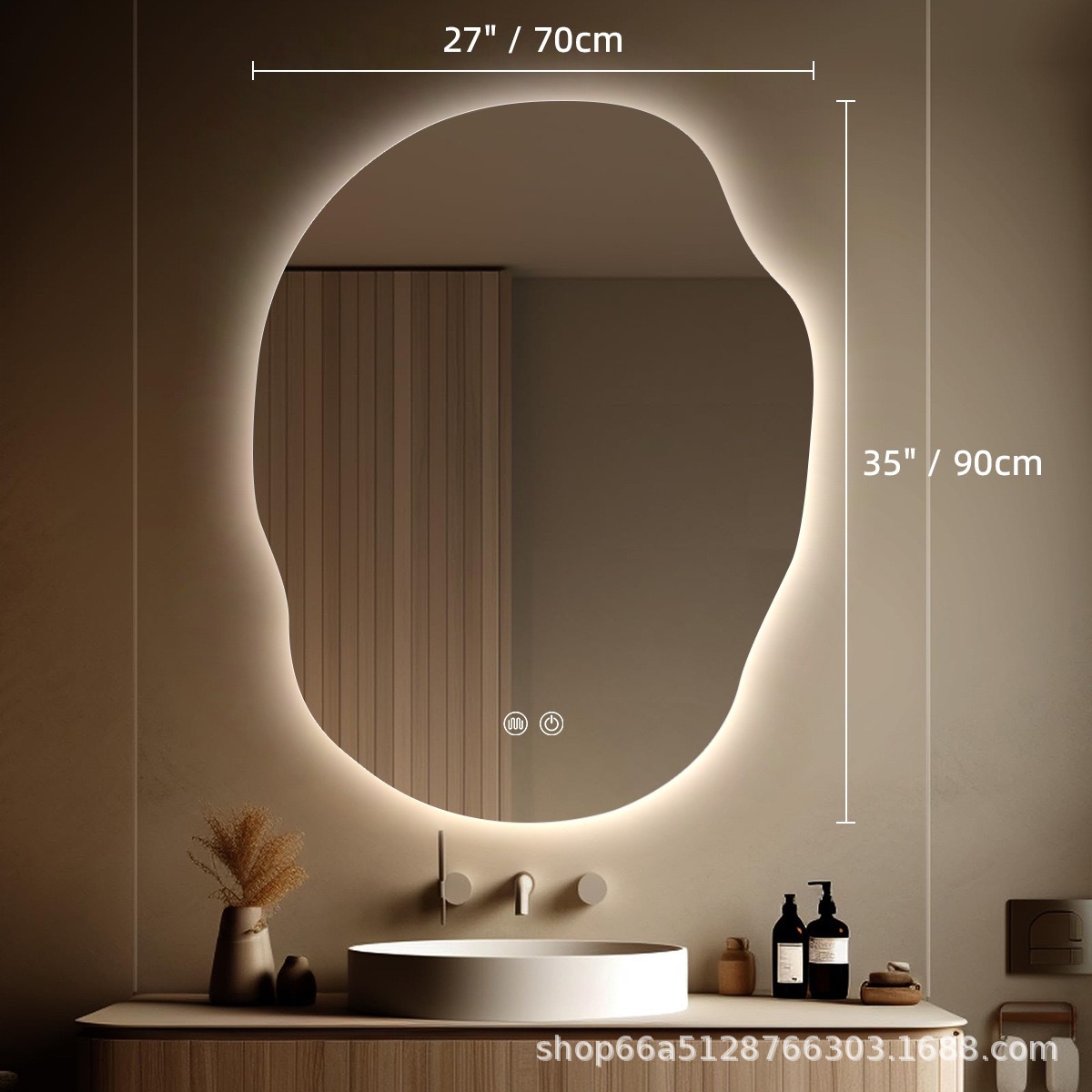 Espejo de maquillaje LED inteligente de patata tipo pared de lujo ligero espejo de tocador espejo de baño dormitorio de alta gama con espejo de lámpara