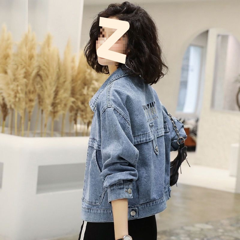 宽松时尚字母刺绣上衣潮春秋新款韩版洋气牛仔外套女短款简约|undefined