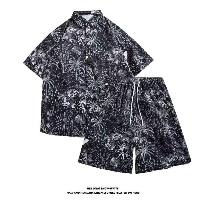 Herren Freizeit Strand Hemd Und Shorts Set Für Den Sommer_voghion.com