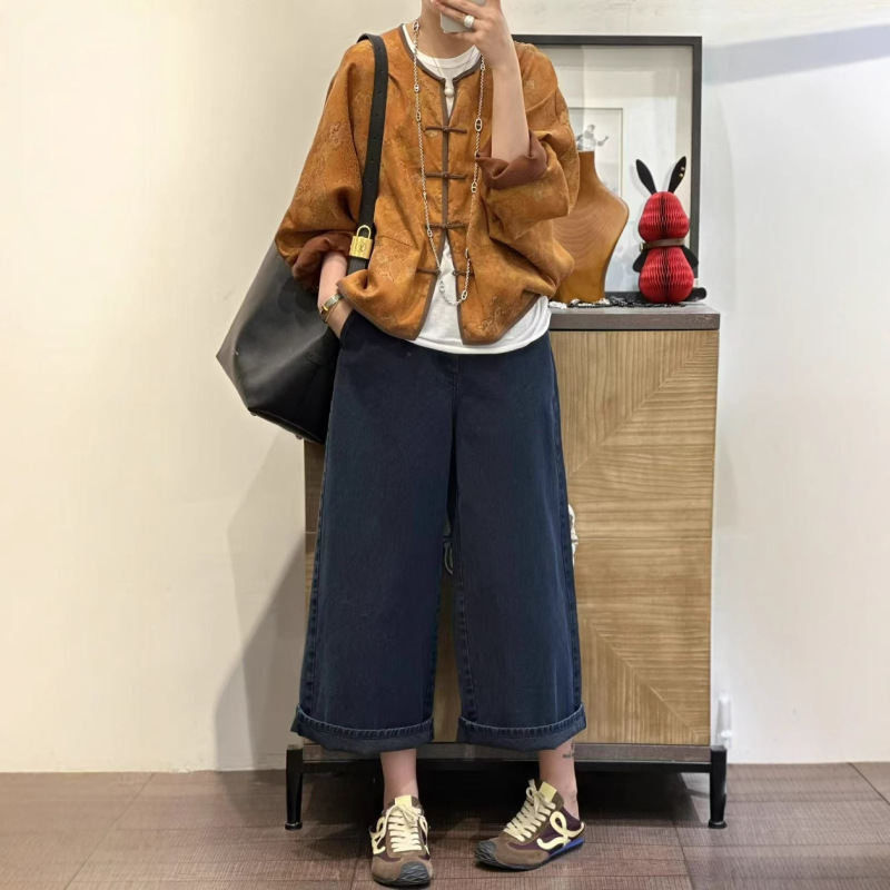 设计感新中式盘扣时髦调性真丝提花香云纱祥云印花宽松百搭外套|undefined