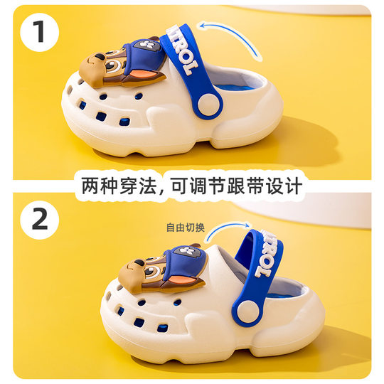 Wangwang Team children's sandals 2023 new girls boys hole shoes men's summer non-slip bath home slippers
