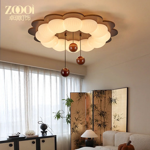 Middle Ancient Style Bedroom Lamp Ceiling Lamp New Chinese Style Advanced Sense Flower Master Bedroom Lamp French Style Study Solid Wood Bubble Lamp
