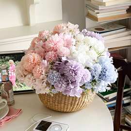 ！假花花束塑料花小束把花玫瑰绢布花干花家居摆设装极储