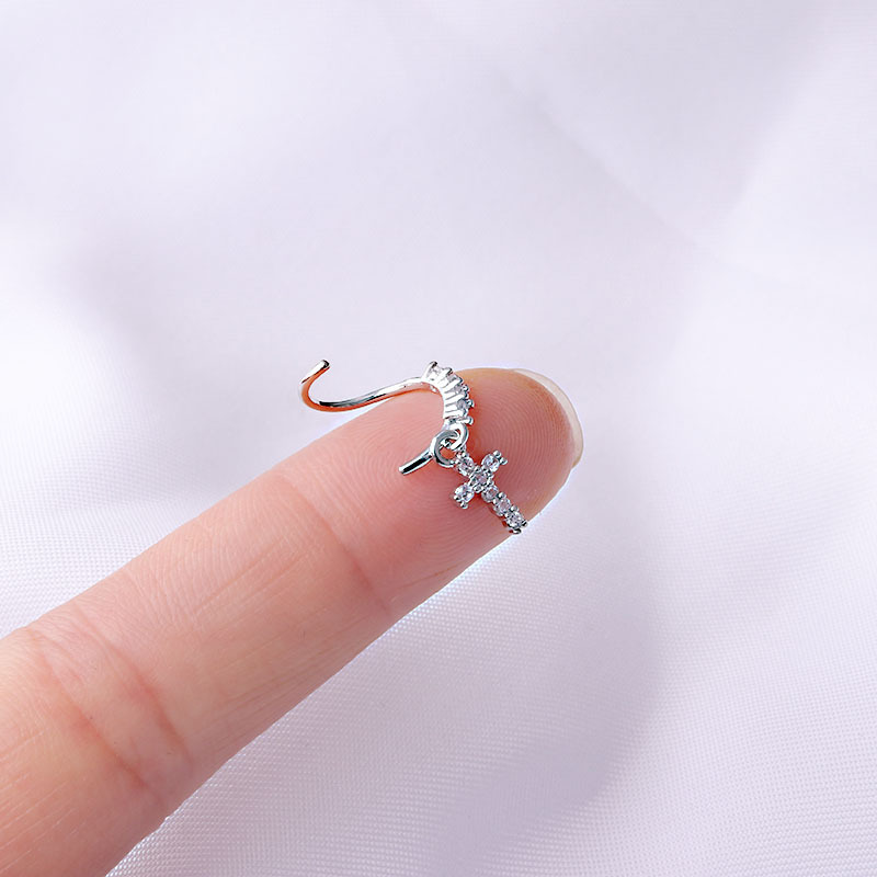 2g Weight Nose Ring Classification Housewarming, Anniversary, Business, Wedding, Travel, Birthday, Festival Occasion New Nose Ornaments Stars Moon Heart Flowers Cross Zircon Copper Jewelry Nose Pin