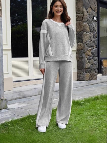 秋冬女式新款欧美休闲宽松时尚运动服舒适两件套装|undefined