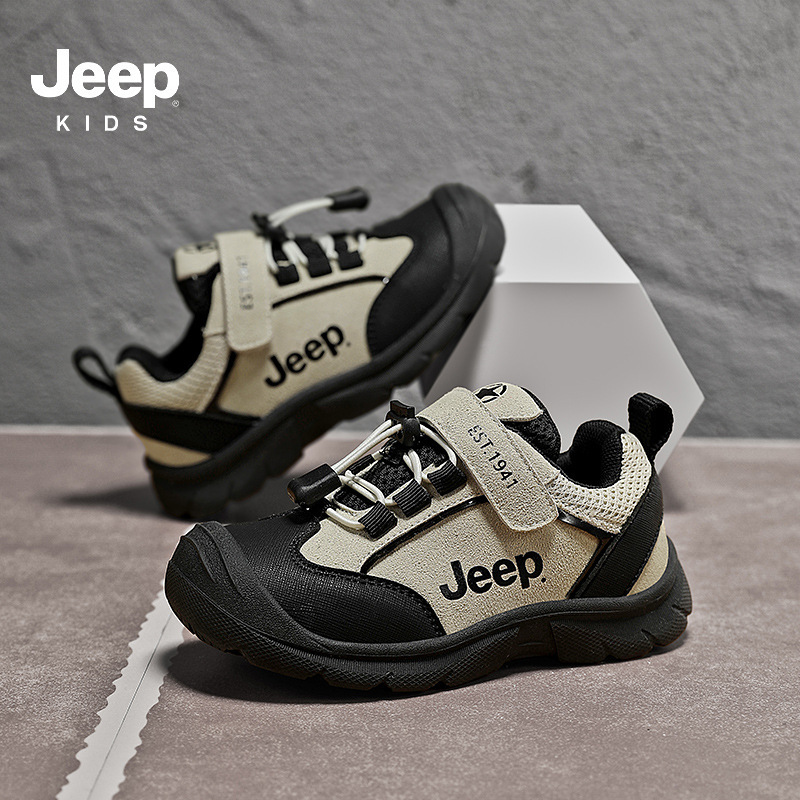 Jeep男童鞋2025秋冬新款防水皮面运动鞋潮牌百搭魔术贴儿童鞋女童|undefined