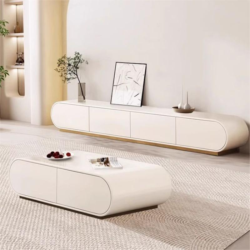 Francés estilo crema TV gabinete simple moderna sala de estar hogar mesa de café TV gabinete combinación pequeño apartamento piso gabinete