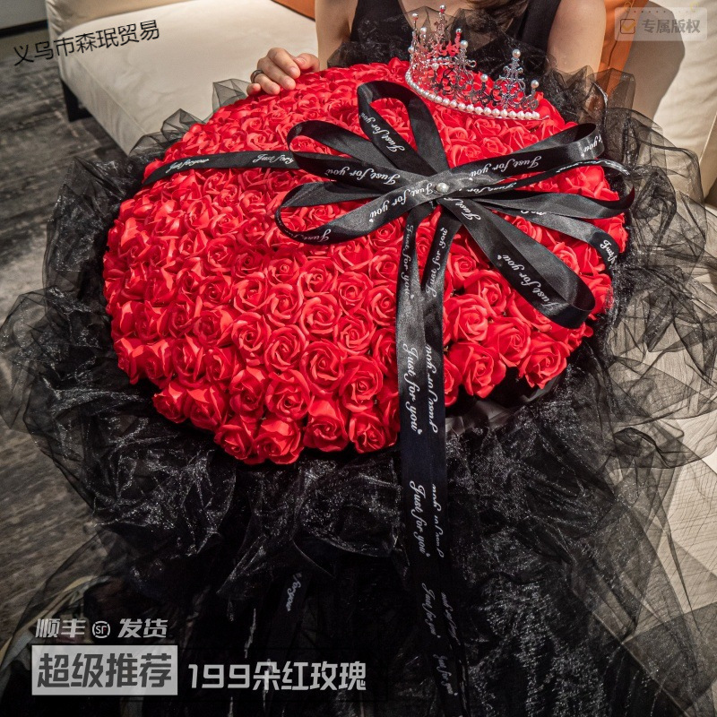 199 個の永遠のバラの花束バレンタインデーのギフト大きな束の石鹸クラッシュアイスブルーローズバレンタインデーのギフト|undefined