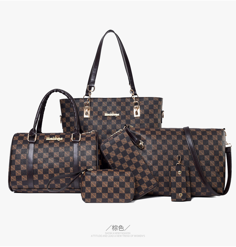 Cross-border 2024 new women's bag, European and American fashion trend printed six-piece set, mother and child bag, hand-held bag, shoulder crossbody bag undefined