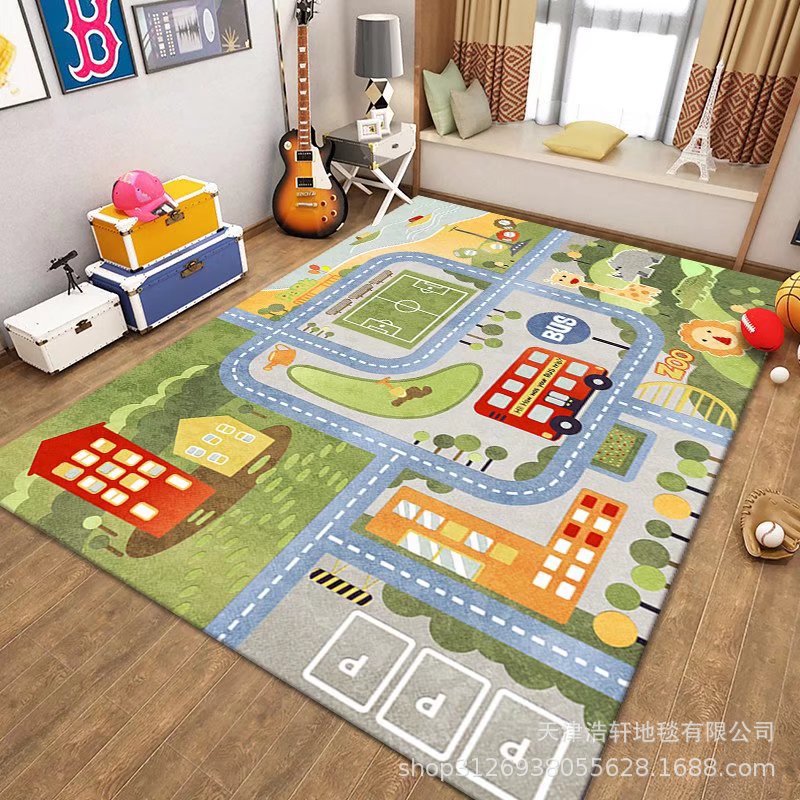 城市交通轨道地毯儿童房间满铺装饰幼儿园早教隔凉床边毯爬行垫
