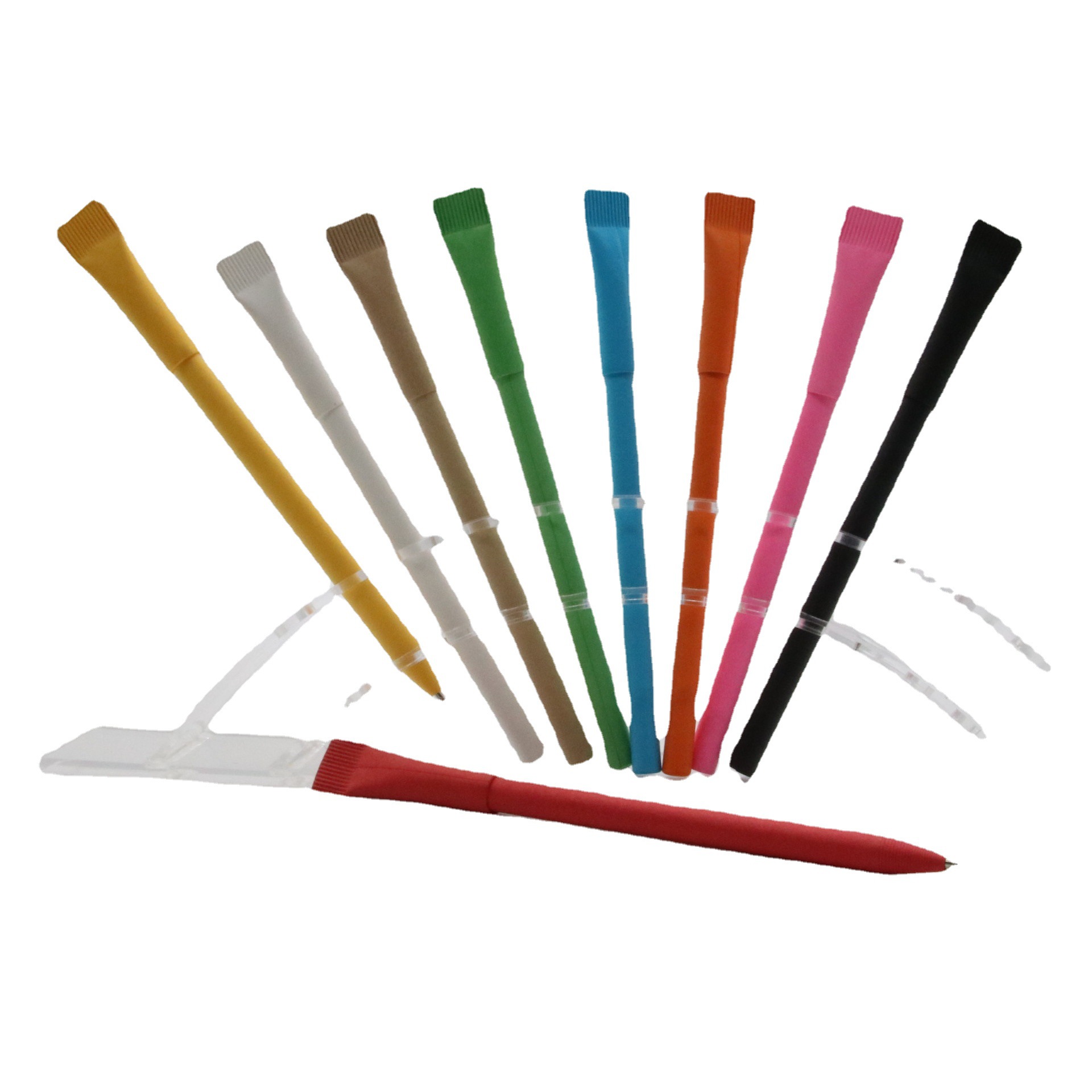 Tubo de papel pluma de color natural en stock tubo de papel completo bolígrafo papelería transfronteriza logotipo rendering diseño insertar pluma