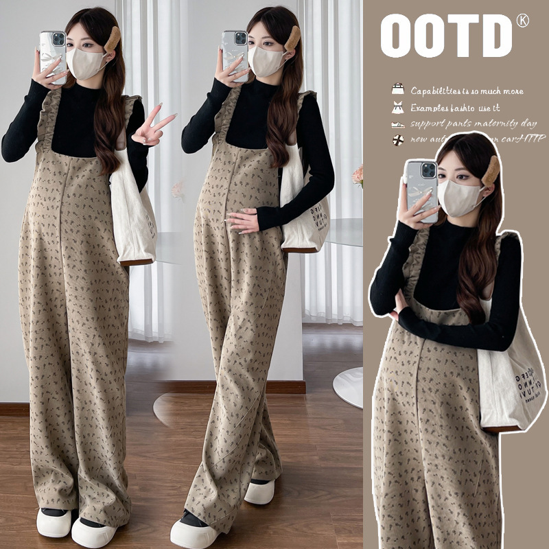 Maternity Overalls for Petite Women in Autumn and Winter, 2025 New Style, Fashionable, Loose and Casual Two-Piece Set