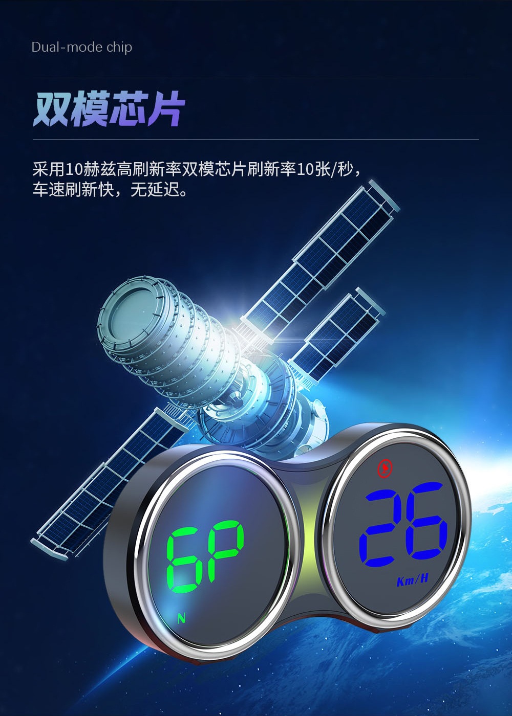 New dual-dial HUD head-up display speedometer with KM/MPH speed switch, direct from the manufacturer, G27