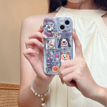 牛仔纹涂鸦狗狗适用iPhone14pro max手机壳苹果15新款12/13磨砂壳