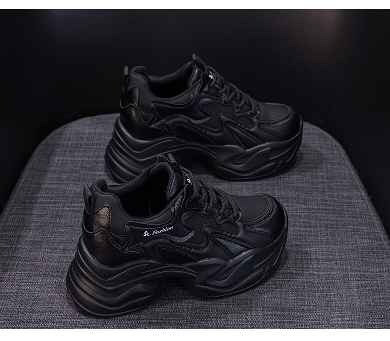 Giày sneaker nữ đế dày tăng chiều cao phong cách thể thao — Đen lót lông 5351-1, Đen lót đơn 5353, Be lót lông 5351-1, Be lót đơn 5351 chi tiết 28
