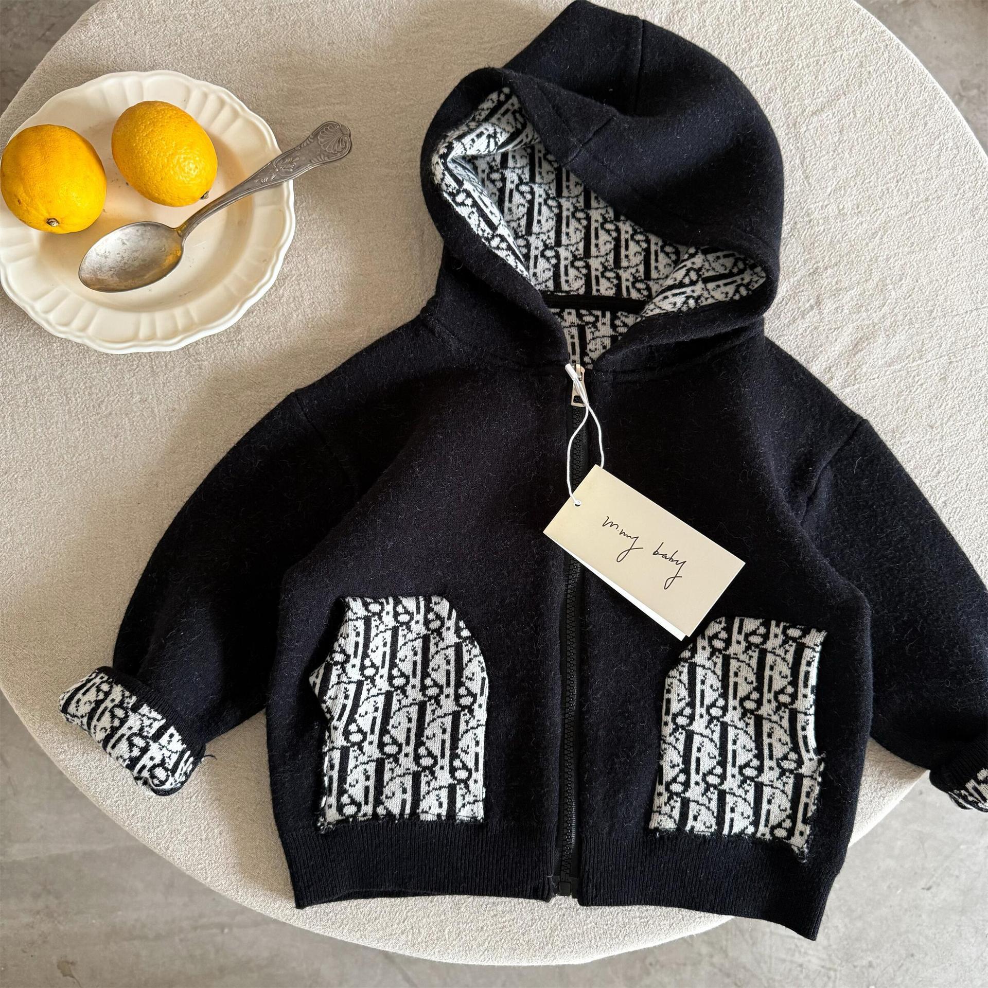 Suéter de limón salado para siete niños 25 nuevos productos de primavera para hombres y mujeres Cárdigan de jacquard con capucha Chaqueta de lana con cremallera para bebés