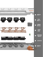 包尔星克排插插排突波四位分控电源延长线插座白色黑色过载保护