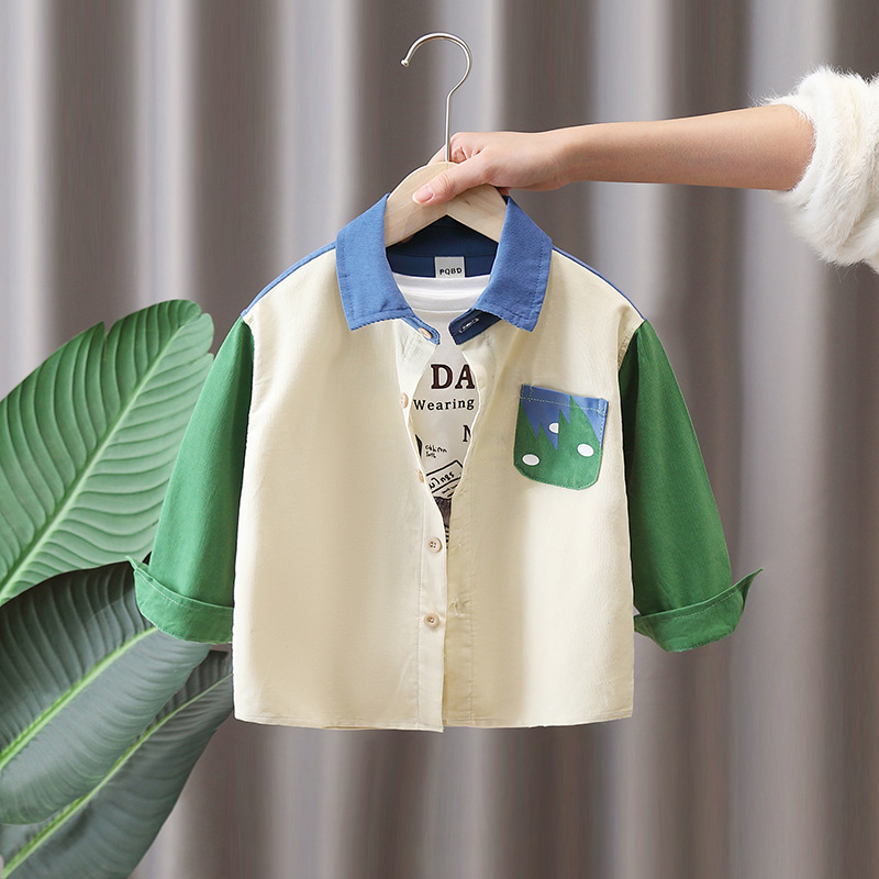 7645 ropa para niños camisa a juego de colores para niños 2025 nueva ropa de primavera y otoño chaqueta fina para niños primavera camisa de manga larga primavera