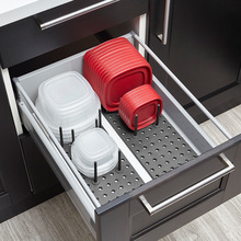 深抽屉收纳分隔器厨房隔板可伸缩橱柜分格塑料挡板自由组合