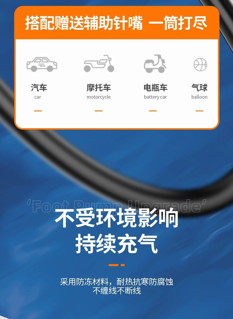 Car-mounted air pump, foot-operated tire inflator for automobiles, new high-pressure electric vehicle foot pump