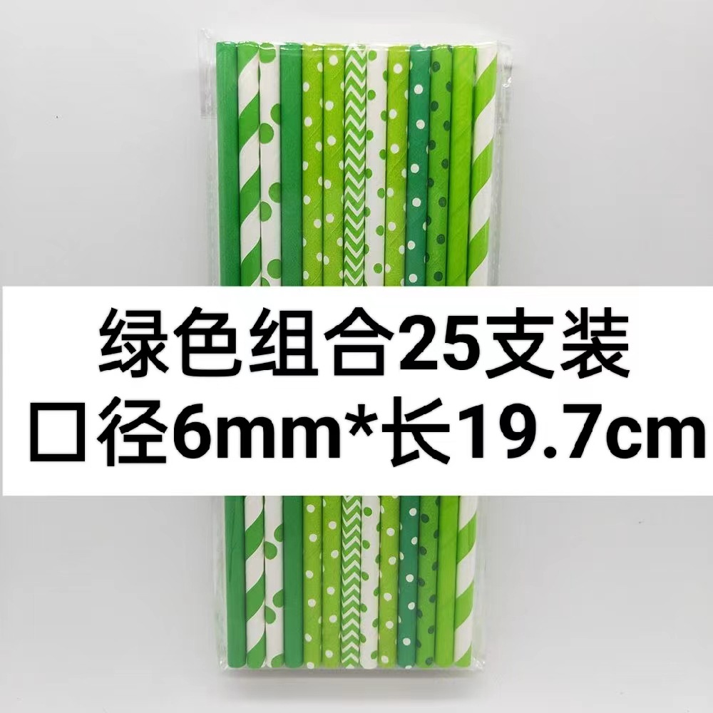 Paja de papel verde paja desechable Kraft papel paja degradable pastel de postre Mesa decoración plug-in bebida paja