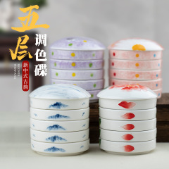 パレット中国画陶磁器墨皿五層水彩パレット美術顔料容器卸売り