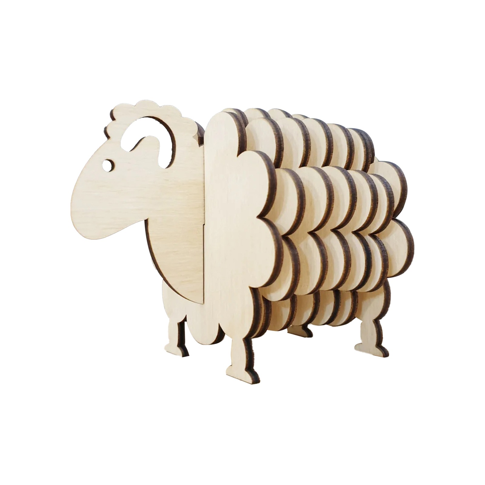 182g Weight Ornaments, coaster Home Textiles & Decor Type 1 Piece Quantity Daily Occasion Wood Material Sheep Pattern Cute Style Cute Sheep Wood Ornaments Coaster Artificial Decorations 25
