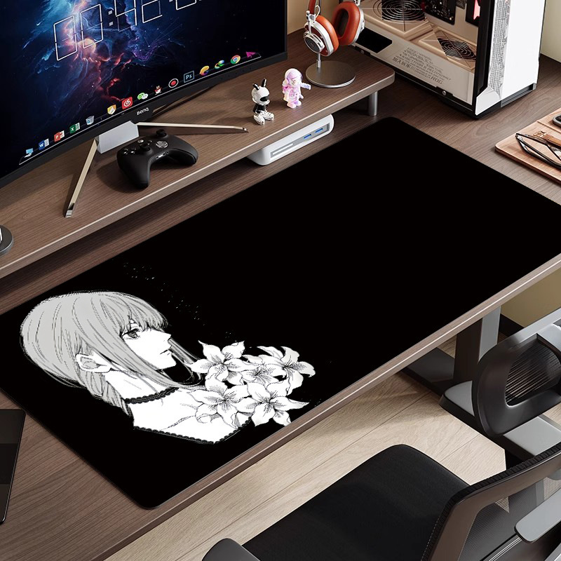 黒と白のアニメマウスパッド特大シンプルな二次元eスポーツボーイズコンピュータデスクパッド大型キーボードパッド|undefined