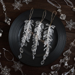 新商品透明アクリル雪花片水晶アイスクリームペンダント真珠水滴掛けクリスマスツリー装飾品ペンダント