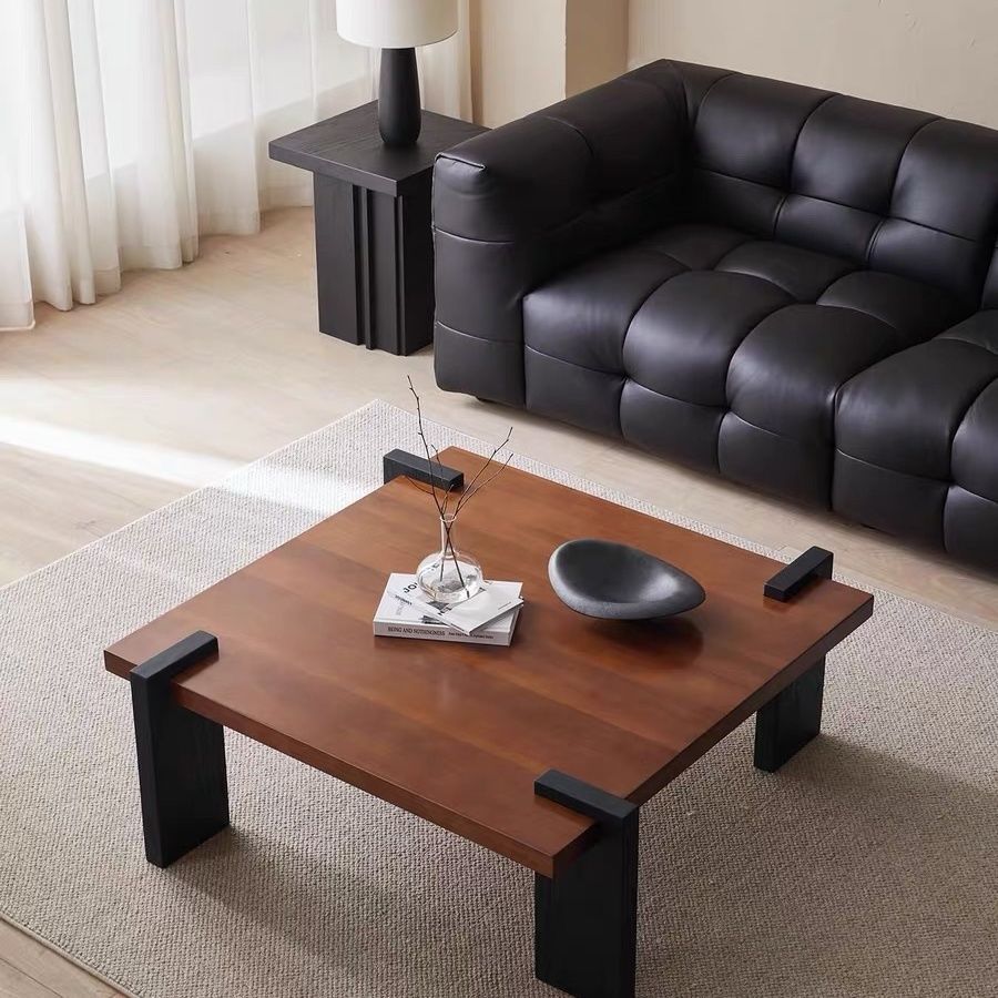 Modern Light Luxury Japanese Wabi-Sabi Style Solid Wood Square Coffee Table for Various Sizes Designer Coffee Table