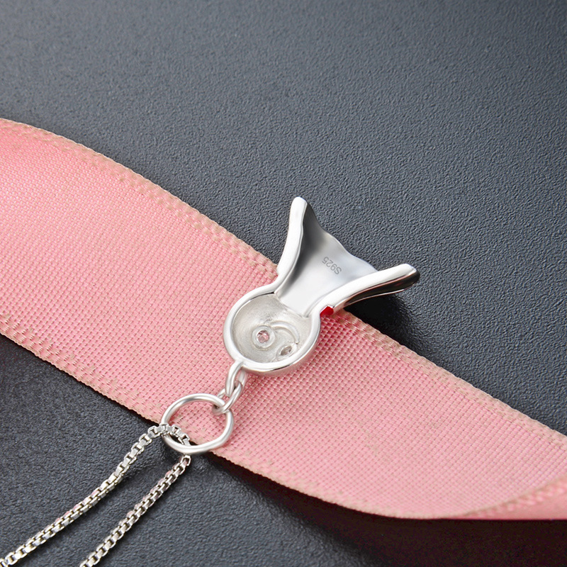 Pequeño fantasma collar femenino plata clavícula cadena nicho personalidad lindo dibujos animados divertido colgante Halloween hip hop Accesorios