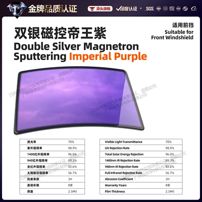 Three Silver Imperial Purple Series Car Window Glass Insulation Film Sunscreen Film Ghost Rose Blue Enchantress Purple Light Film (Automotive Film) - 152m-17m-front-block-size-magnetic-control-imperial-purple
