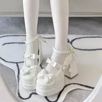 Dream Butterfly 2025 Оригинальные лолита туфли на высоком каблуке с круглым носком, элегантные и милые женские туфли, цвет: кремовый и черный