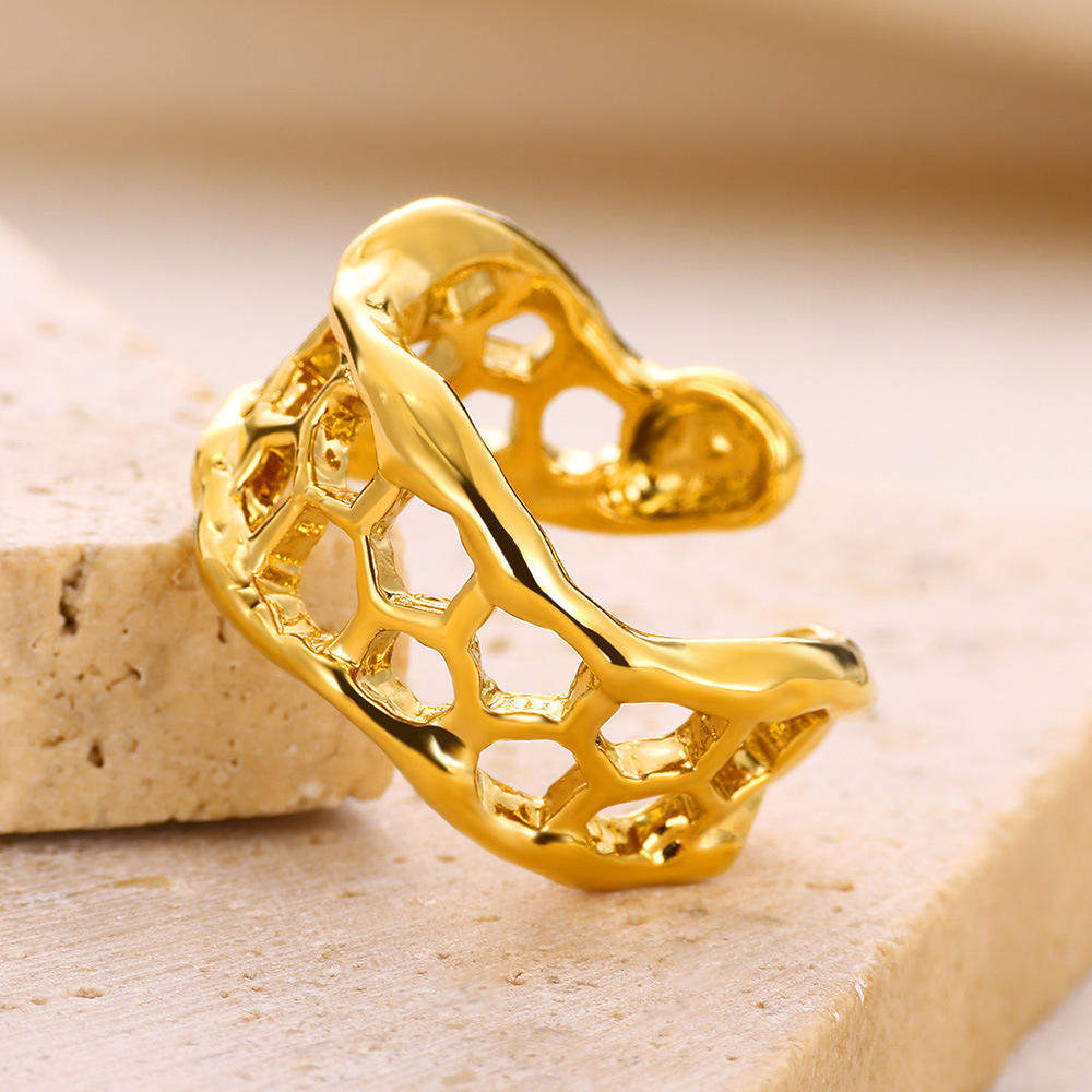 Open Rings Classification PVD Coated Real Gold Plated Irregular Solid Color 304 Stainless Steel Elegant Waterproof Non Tarnish Open Rings