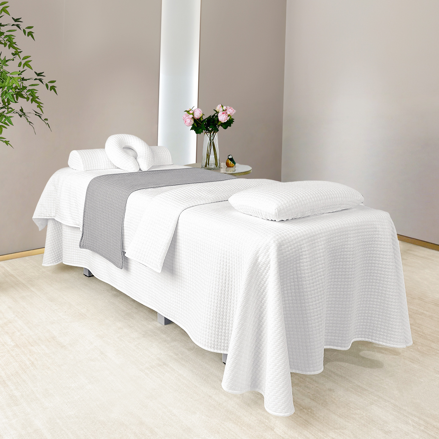 Conjunto de quatro peças de roupa de cama espessa para salão de beleza, ideal para massagem terapêutica. Roupa de cama de alta qualidade, simples e luxuosa._voghion.com