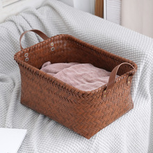 小号美式收纳篮打包带带把手编织整理筐脏衣篓家居衣物整理筐子